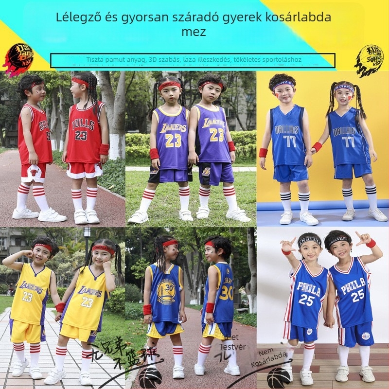 Gyerekeknek szóló kosárlabda szett, ujjatlan, két darabos sportos öltözet 3–8 éveseknek, nyárra