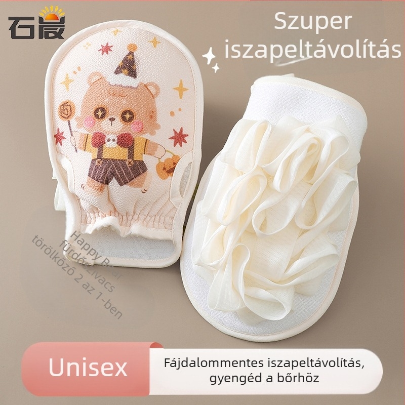 Szemcsés exfoláló fürdő törölköző viszkóz rostból, kétoldalas, kettős használat: szivacs és törölköző a fürdéshez