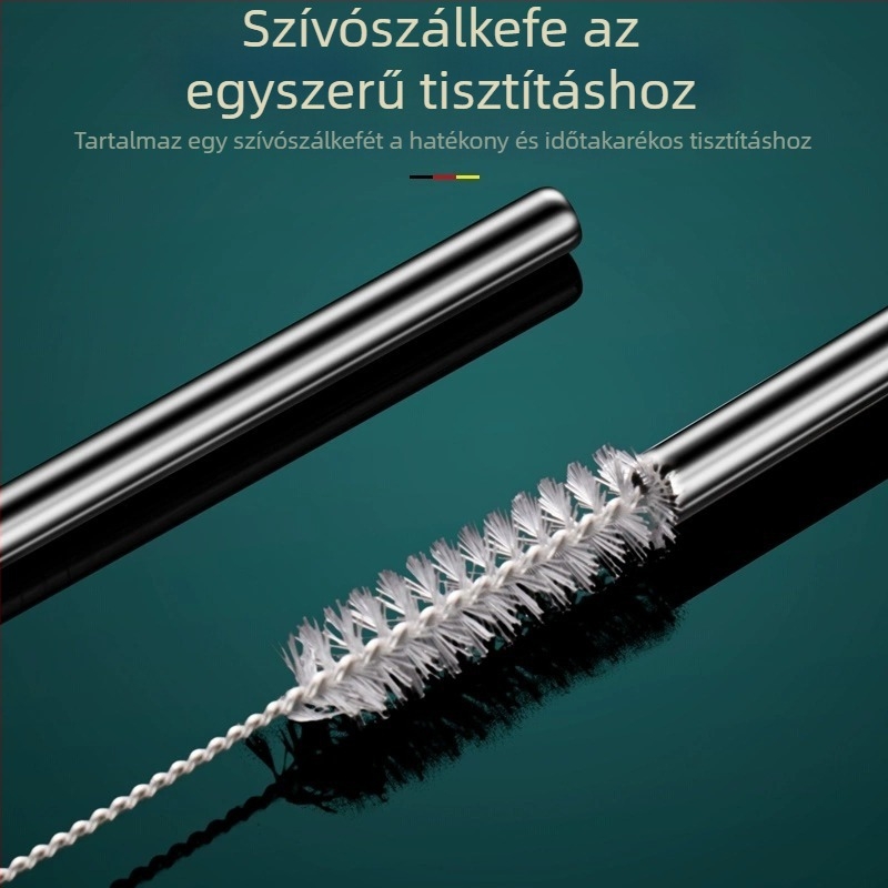 304 rozsdamentes acél szívószál készlet, élelmiszer-minőségű, környezetbarát, újrahasználható, hordozható, ideálisan tej- és kávéitalokhoz, otthoni használatra
