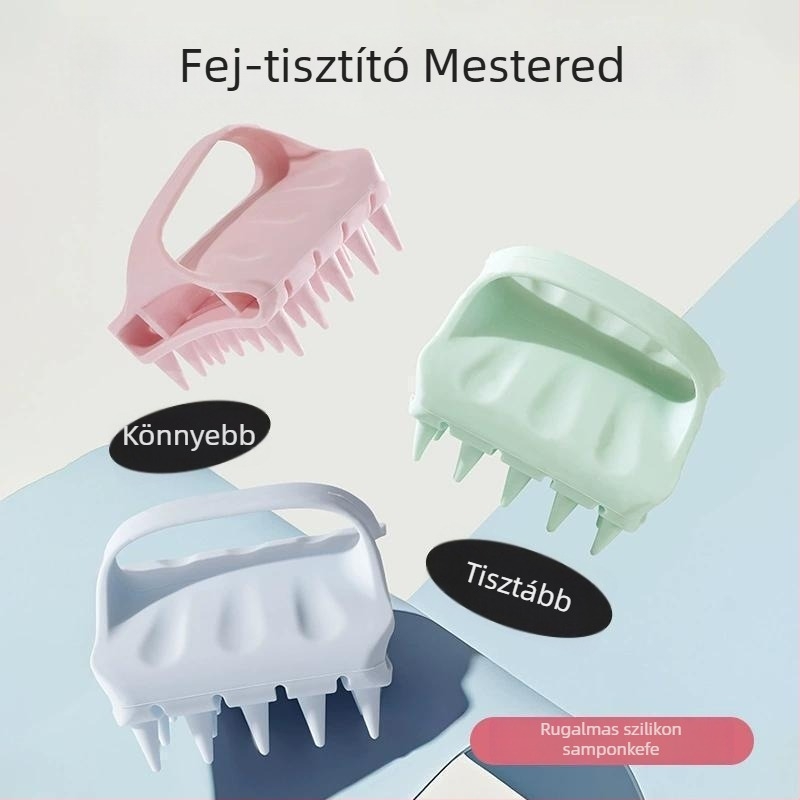 Szilikon hajmosó fésű fejbőr masszázzsal, fürdőszobai használatra