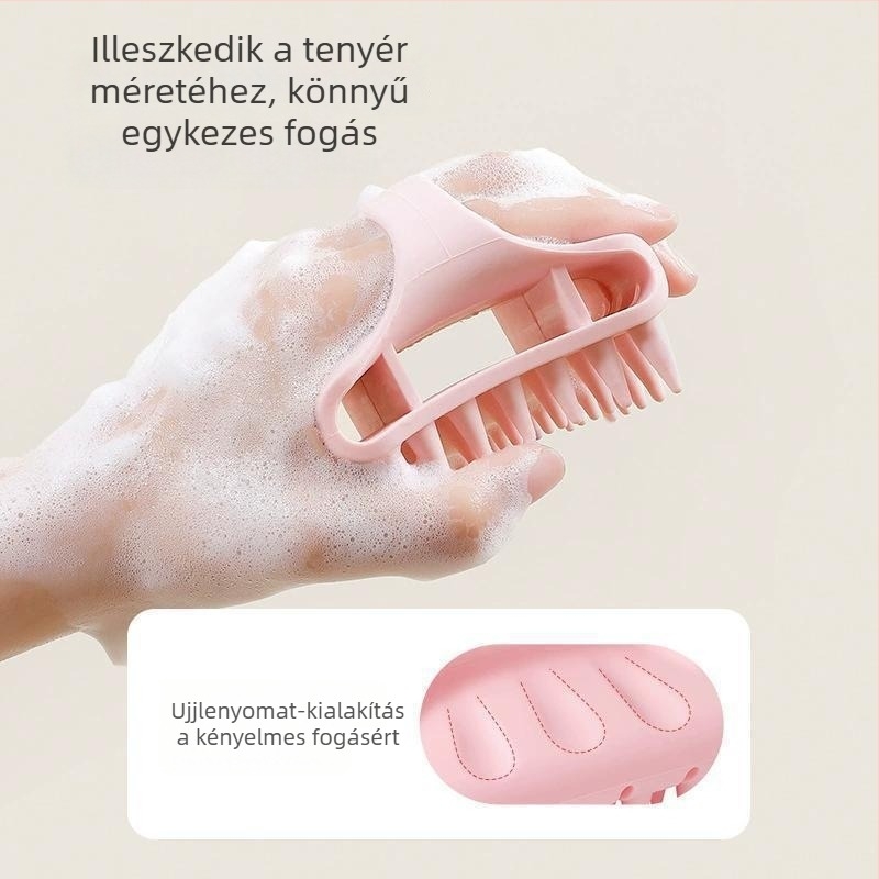 Szilikon hajmosó fésű fejbőr masszázzsal, fürdőszobai használatra