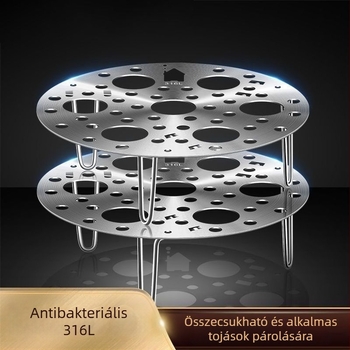 Új univerzális rozsdamentes acél gőzölő rács otthoni használatra, vastagított, többfunkciós, kör alakú, összecsukható, magas lábakkal