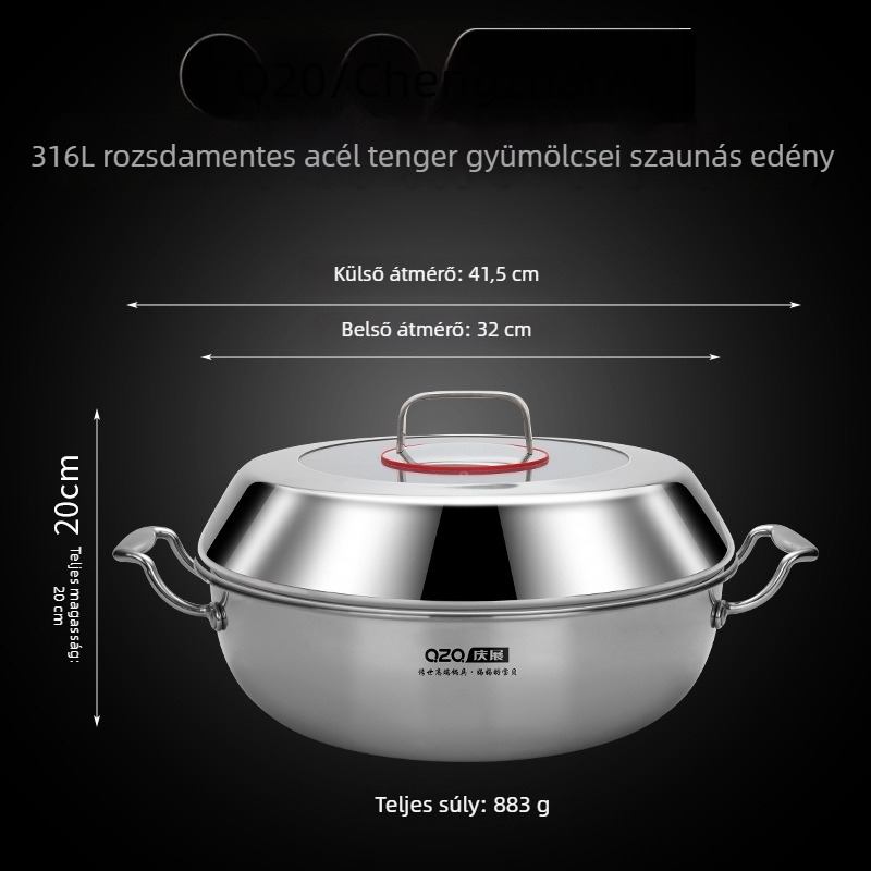 304 rozsdamentes acél, otthoni tengeri ételek gőzölőedénye és leveses fazék — integrált vastag aljú, gőzölésre és forralásra, tartós