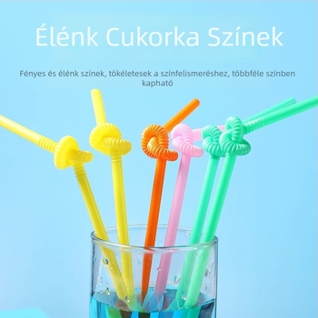Egyszer használatos hajlított szívószálak tejes-teához és gyümölcsléhez, több színű műanyag szívószálak, 100 darab