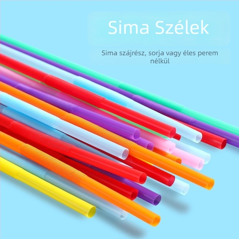 Egyszer használatos hajlított szívószálak tejes-teához és gyümölcsléhez, több színű műanyag szívószálak, 100 darab