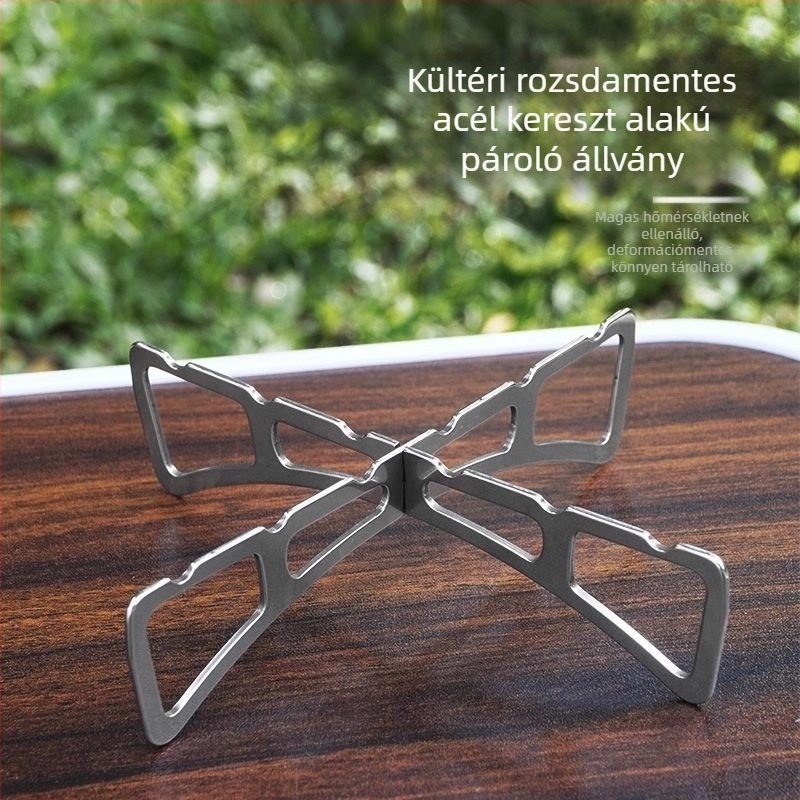 Összecsukható keresztdesignű párolóállvány a konyhához, visszahajtható edény- és zöldségtartó, rozsdamentes acélból, vízelválasztó és hőszigetelő támasz