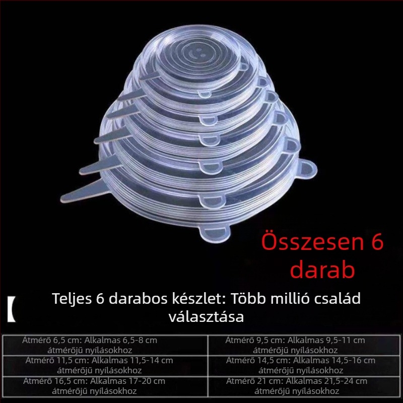 12 darabos szilikon fedő készlet tálakhoz, univerzális zárófedők élelmiszertároláshoz