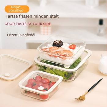 Magas boroszilikát üvegből készült ebédes doboz, mikrohullámú sütőbe tehető, munkahelyre tervezve, hőálló, frissen tartja az ételt.