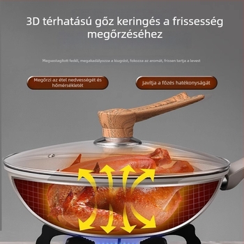 Átlátszó edzett üvegfedél tejfőzőhöz, serpenyőhöz, gőzölőhöz és főzőedényhez; magas hőmérséklet- és ütésálló.