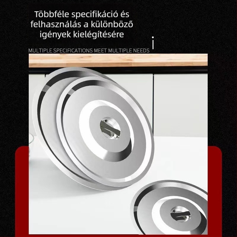 Kör alakú rozsdamentes acél edényfedél, univerzális, vastított porvédő fedél