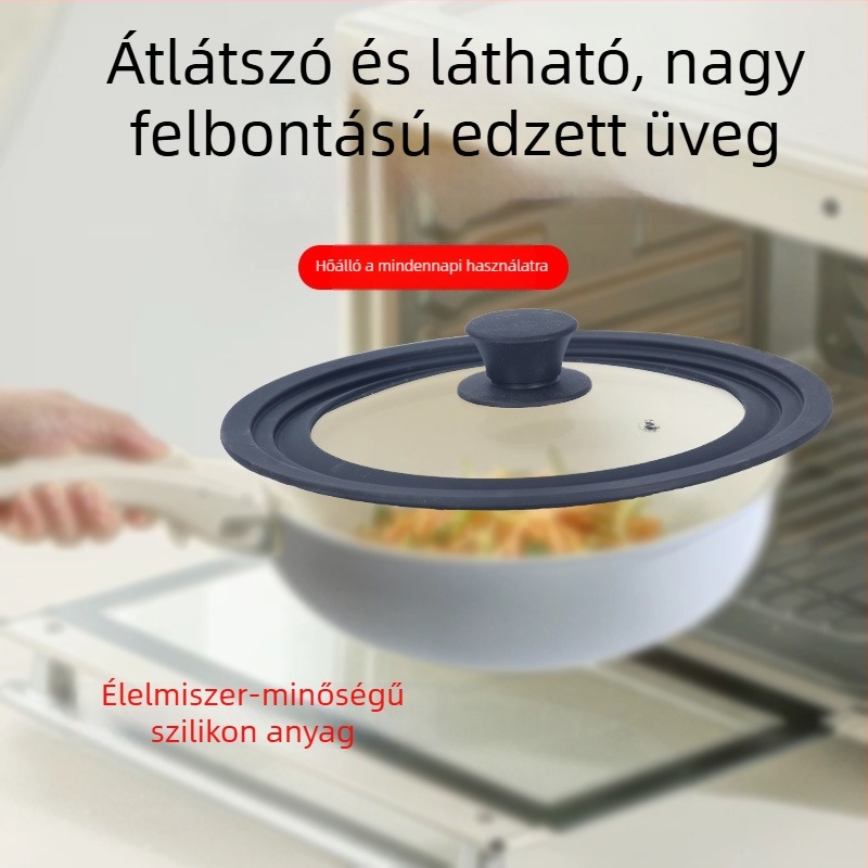 Szilikon‑üvegfedő három–az–egyben tömítéssel, alacsony nyomású üveg, élelmiszer-biztonságos tömítés, túlfolyás elleni