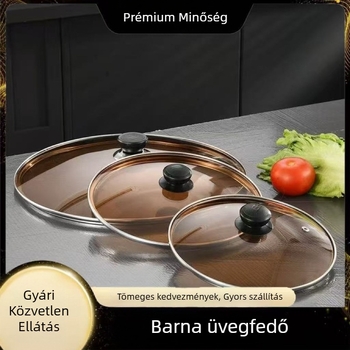 Edzett üvegből készült fedő fazekakhoz és wokokhoz, univerzális wokfedő rozsdamentes acél kerettel, kompatibil a tapadásmentes edényekkel