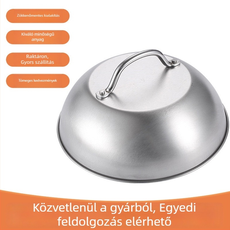 Rozsdamentes acél grillfedél, 9 hüvelykes körív, teppanyaki, égési védelem, kültéri grillezéshez.