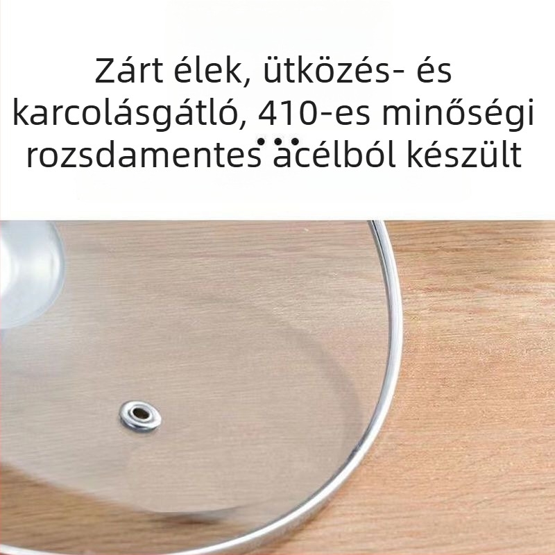 Edzett üvegfedő, vastított rozsdamentes acél perimmel, kerek, átlátszó fedő wokhoz és serpenyőhöz, teljes készlet méretekhez