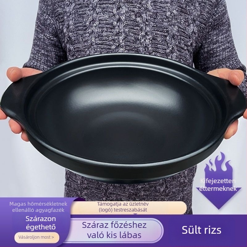 Agyagból készült edény háztartási használatra, nyílt lánggal kompatibilis kerámia leveses edény, kis méret, 2.1–3 L