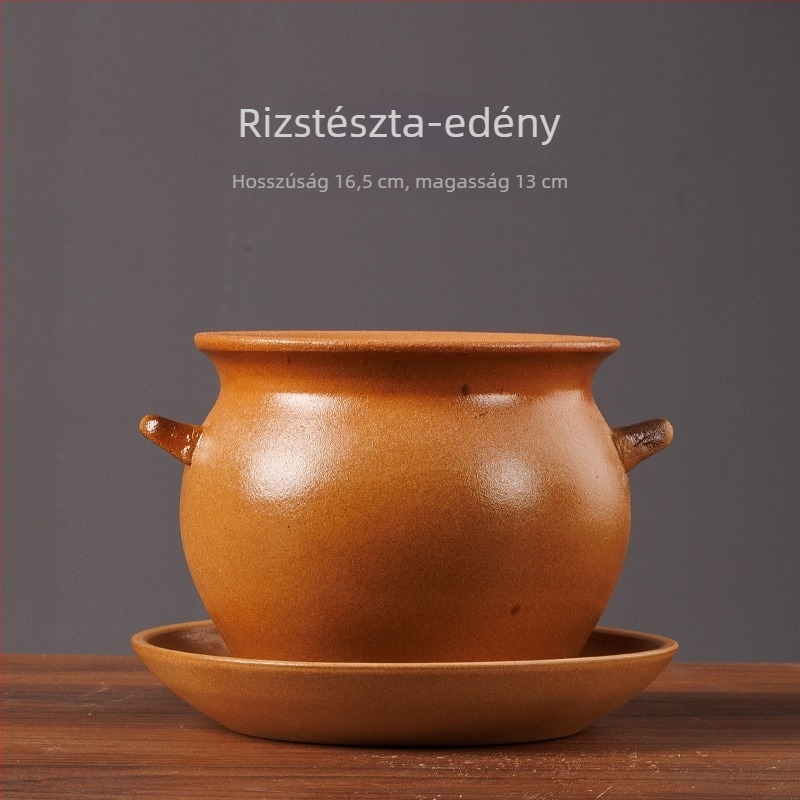 Kerámia rakottedény gázsütőhöz, dupla fogantyúval, fedél nélkül, 1 literes, hőálló, egy személyre szóló