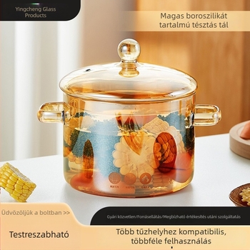 Leveses fazék üvegből fedővel, boroszilikát üveg, 1,1–2 L, gáztűzhelyre alkalmas