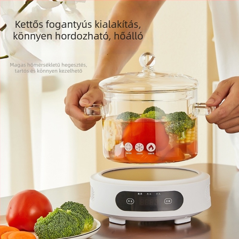 Leveses fazék üvegből fedővel, boroszilikát üveg, 1,1–2 L, gáztűzhelyre alkalmas