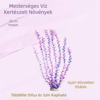 50 cm-es mesterséges akváriumi táj dekoráció – élethű műanyag vízinövények