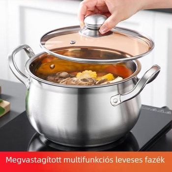 Megvastagított rozsdamentes acél alma alakú edény háztartási használatra, 24 cm, nagy kapacitású leveshez, tésztafőzéshez és hot pot-hoz, indukciós és gáztűzhelyhez egyaránt