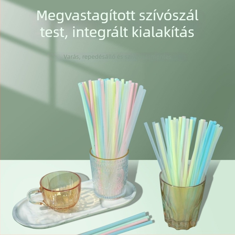 Színes, egyenként csomagolt átlátszó szívószálak italokhoz – vékony, hosszú egyenes szívószálak gyümölcsléhez, szója tejhez és turmixokhoz
