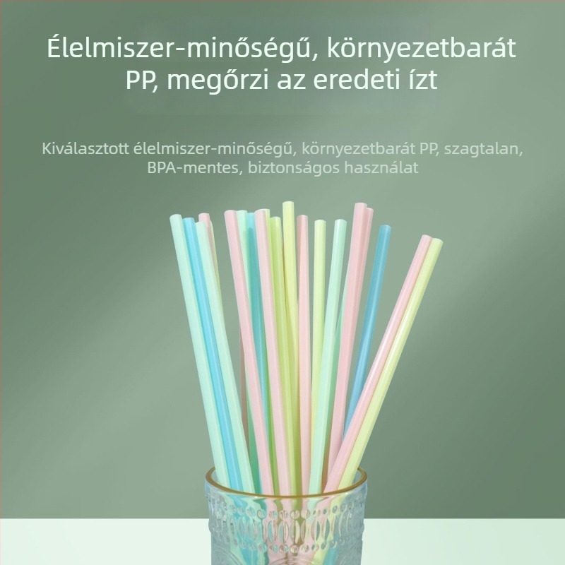 Színes, egyenként csomagolt átlátszó szívószálak italokhoz – vékony, hosszú egyenes szívószálak gyümölcsléhez, szója tejhez és turmixokhoz