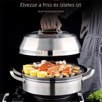 Többszintes gőzölő edény tenger gyümölcseihez, indukciós főzőlaphoz, otthoni vagy kereskedelmi használatra