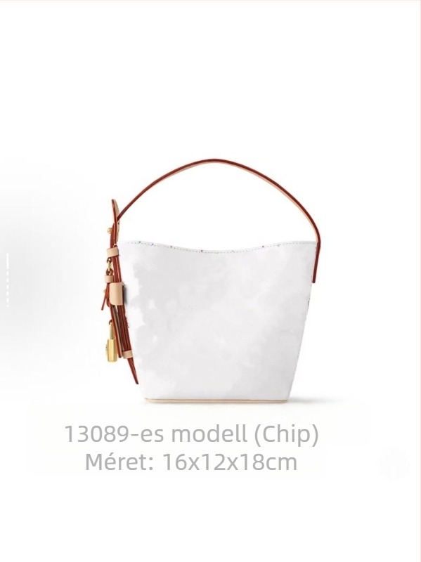 Donkey25 Új modell Allinbb monogramos női crossbody táska – Fehér bőr bucket táska, hengeres forma, egy vállpánt