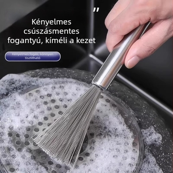 Rozsdamentes acél edényecset hosszú nyéllel