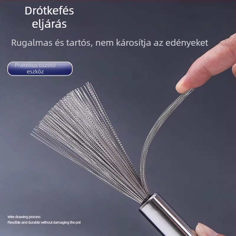 Rozsdamentes acél edényecset hosszú nyéllel