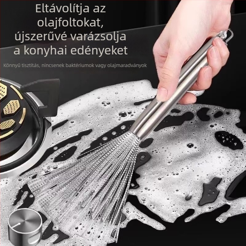 Rozsdamentes acél edényecset hosszú nyéllel