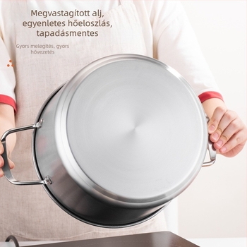 Európai stílusú vastag rozsdamentes acél levesestál párolóval, nagy kapacitás, dupla fogantyú, üvegfedő, 3,1–4 L, 400-sorozat