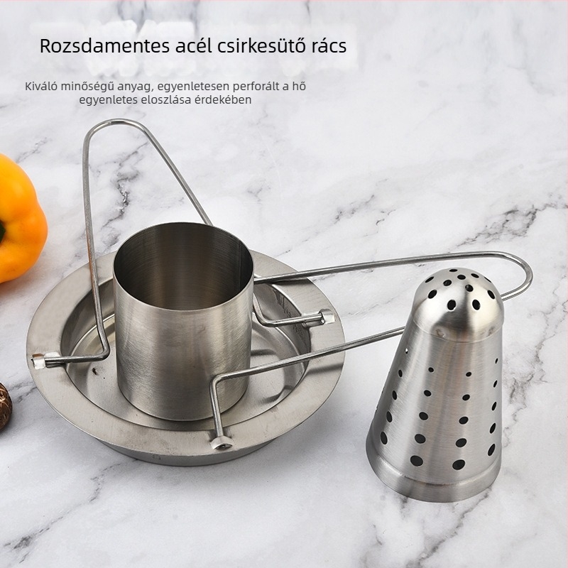 Rozsdamentes acélból készült csirke grillrács leválasztható tálcával kültéri BBQ-hoz – háztartási grill eszközök