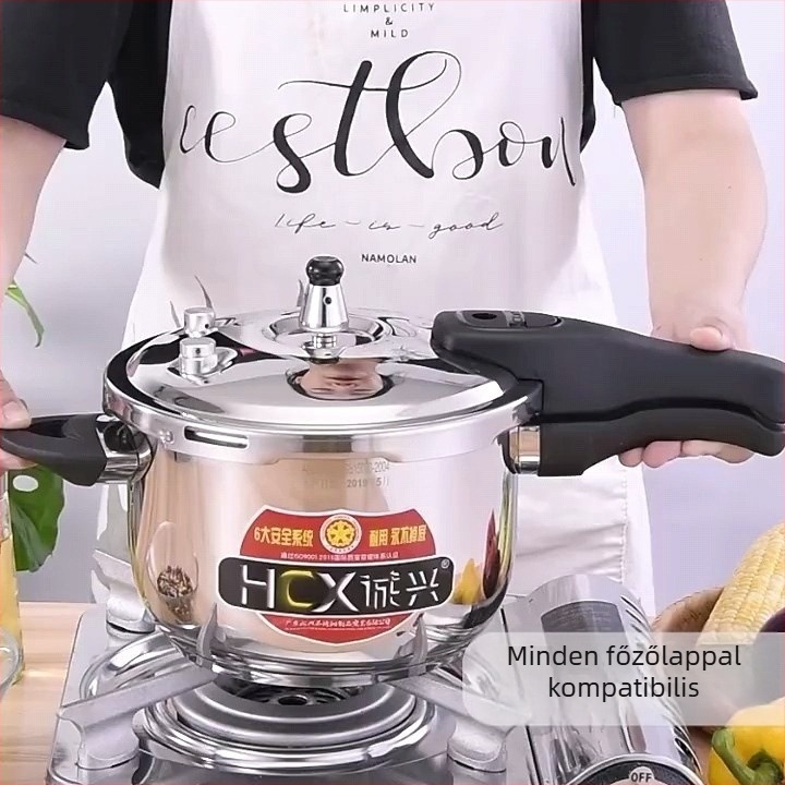 Chengxing vastag aljú rozsdamentes acél nyomásfőző edény, nagy nyomású, tapadásmentes, indukációs tűzhely és nyílt láng kompatibilis, háztartási rizsfőző