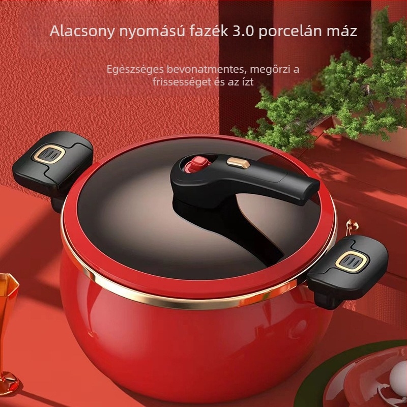 Emailezett nyomás alatti fazék, nagy kapacitású, tapadásmentes, multifunkcionális, vastag aljjal levesekhez és pörköltökhöz