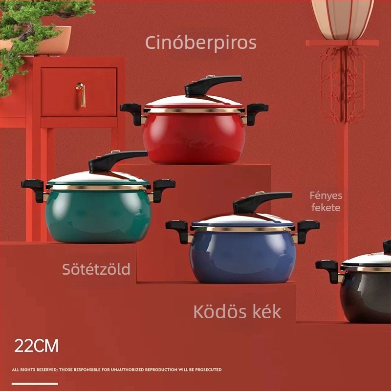 Emailezett nyomás alatti fazék, nagy kapacitású, tapadásmentes, multifunkcionális, vastag aljjal levesekhez és pörköltökhöz