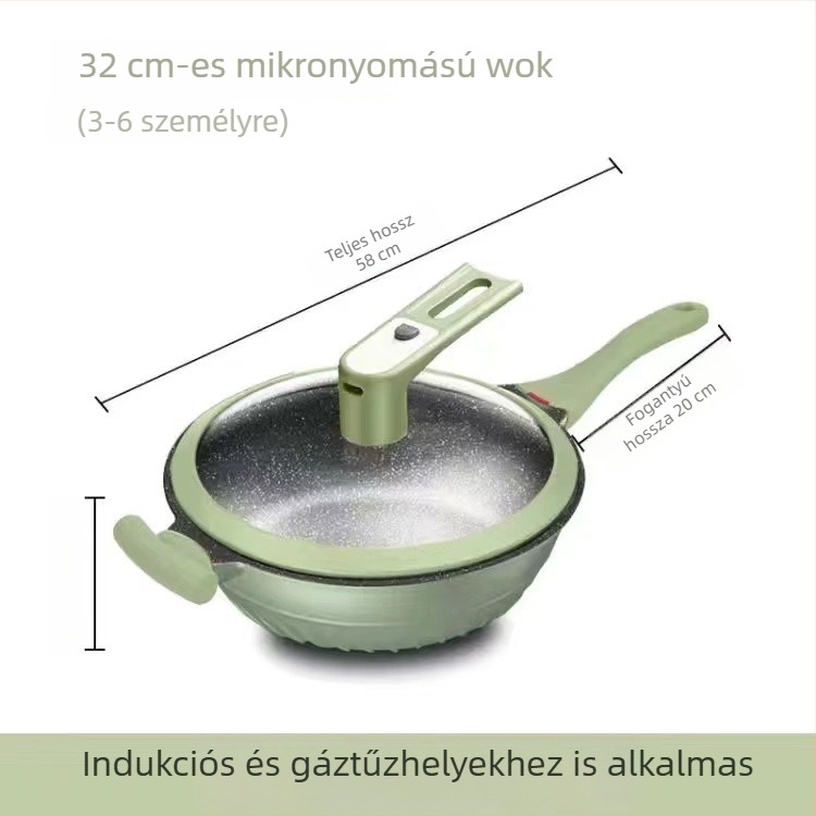 Maifan kő tapadásmentes konyhai edények: serpenyő és edény indukciós vagy gáztűzhelyhez, modell 32