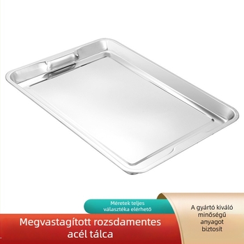 Megvastagodott rozsdamentes acél, kétfülű négyszögletes edény, több méretű sütő- és pároló tál, kompatibilis elektromos tűzhellyel