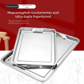 Megvastagodott rozsdamentes acél, kétfülű négyszögletes edény, több méretű sütő- és pároló tál, kompatibilis elektromos tűzhellyel