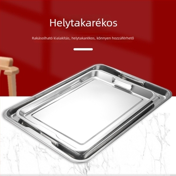 Megvastagodott rozsdamentes acél, kétfülű négyszögletes edény, több méretű sütő- és pároló tál, kompatibilis elektromos tűzhellyel