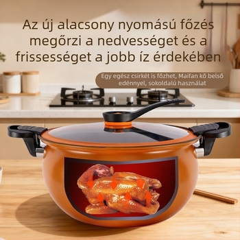 Új modell - multifunkcionális leveses fazék Maifan-kővel, tapadásmentes, vastag alj, nyomás alatti főzéshez