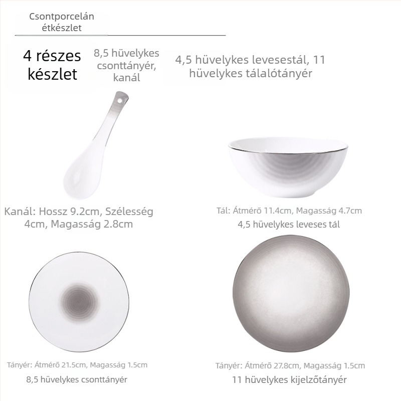 26 éves új modell csontporcelánból készült tál- és tányérkészlet, kerámia étkészlet fényes mázzal, modern minimalista stílus