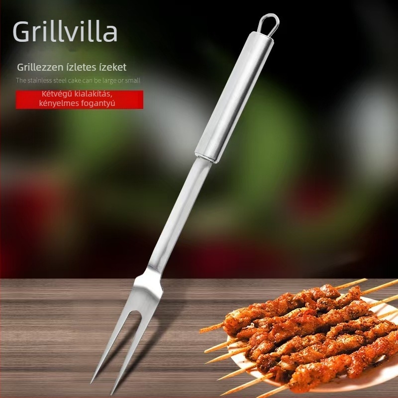 Rozsdamentes acél BBQ húsvilla grillezéshez – kültéri grillszerszám, hús, steak és csirke villája