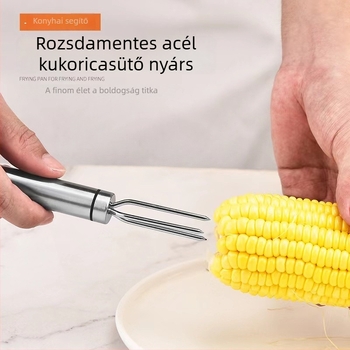 Rozsdamentes acél kukoricavilla kültéri grillhez — hordozható konyhai eszköz kukoricához, hús és gyümölcsök elkészítéséhez