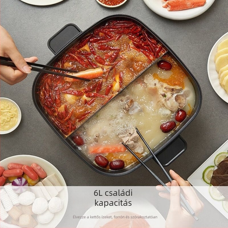 Joyoung-kompatibilis elektromos hot pot HG60-G106, nagy teljesítmény, 6L kapacitás, többfunkciós yin-yang edény