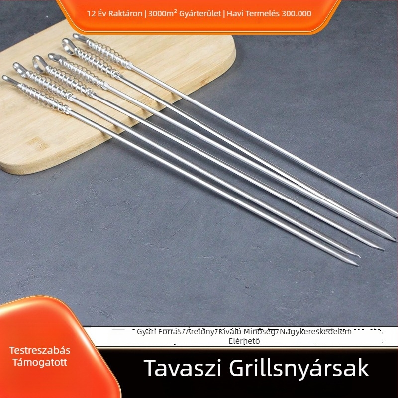 Rozsdamentes acél lapos grillnyársak