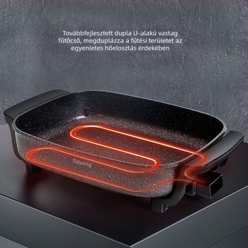 X0400 Multifunkcionális elektromos edény koreai stílusú barbecue-hoz, Maifan kő, tapadásmentes, téglalap alakú