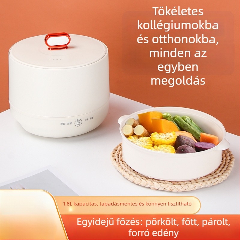 Mini 2L-es elektromos rizsfőző kerámiával bevont belső edénnyel, többfunkciós tapadásmentes főzőedény, 450 W, otthonra és kollégiumba