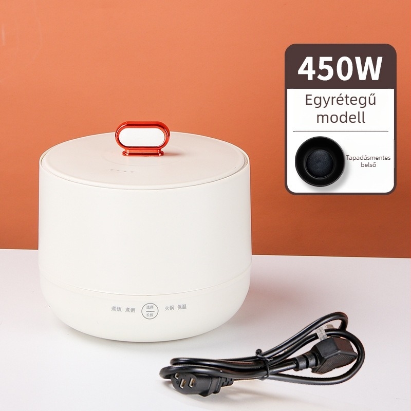 Mini 2L-es elektromos rizsfőző kerámiával bevont belső edénnyel, többfunkciós tapadásmentes főzőedény, 450 W, otthonra és kollégiumba