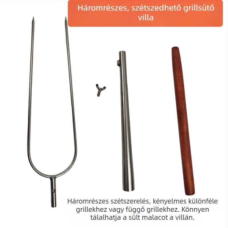 Levehető rozsdamentes acél BBQ villa, megerősített kivitel, U-alakú a malac, bárány, csirke és nyúl grillezéséhez